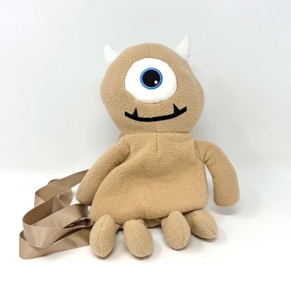 Disney Pixar Monsters Inc Little Mikey Plush Purse Zipper Bag Halloween Tan